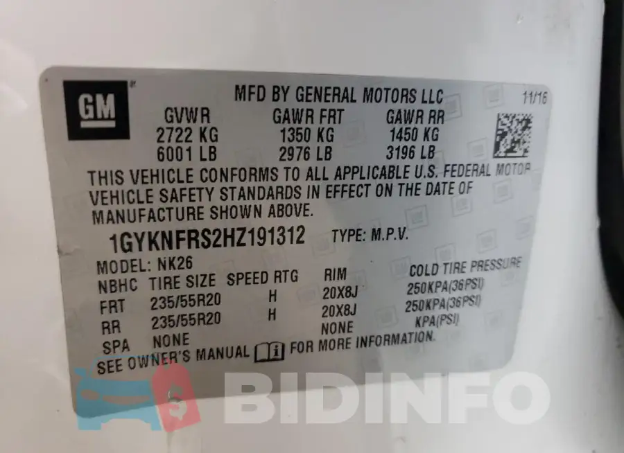 1GYKNFRS2HZ191312 Photo# 13