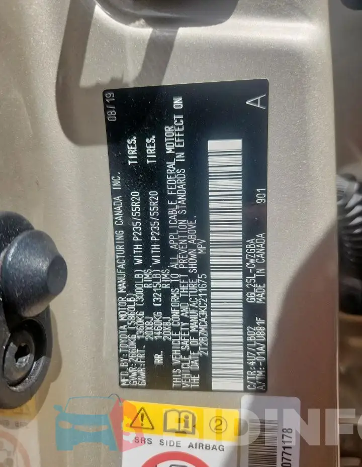 2T2BZMCA3KC211675 Photo# 14