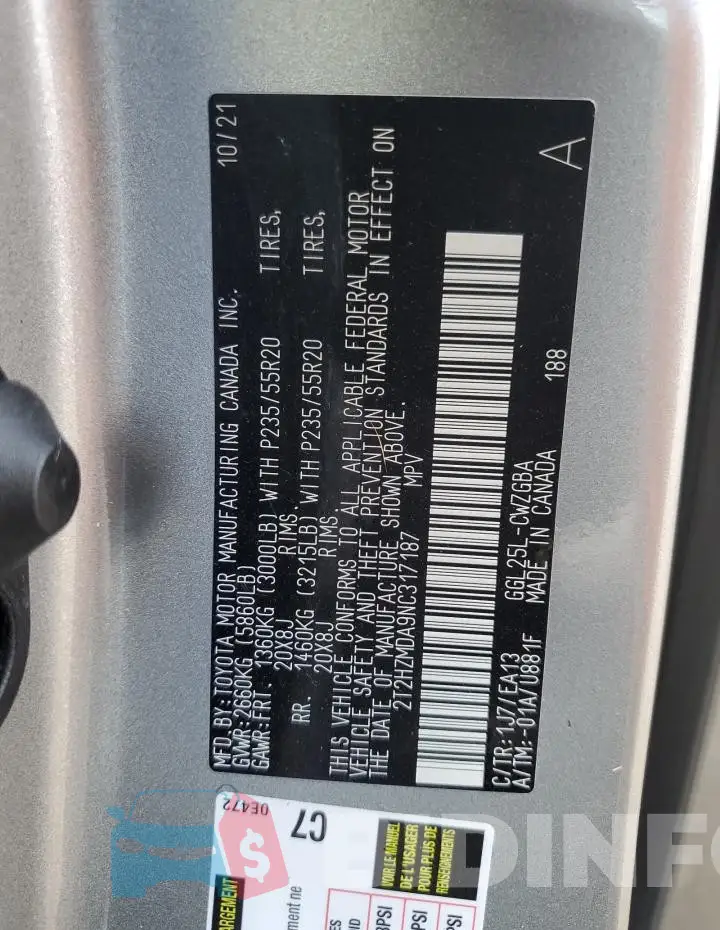 2T2HZMDA9NC317187 Photo# 12