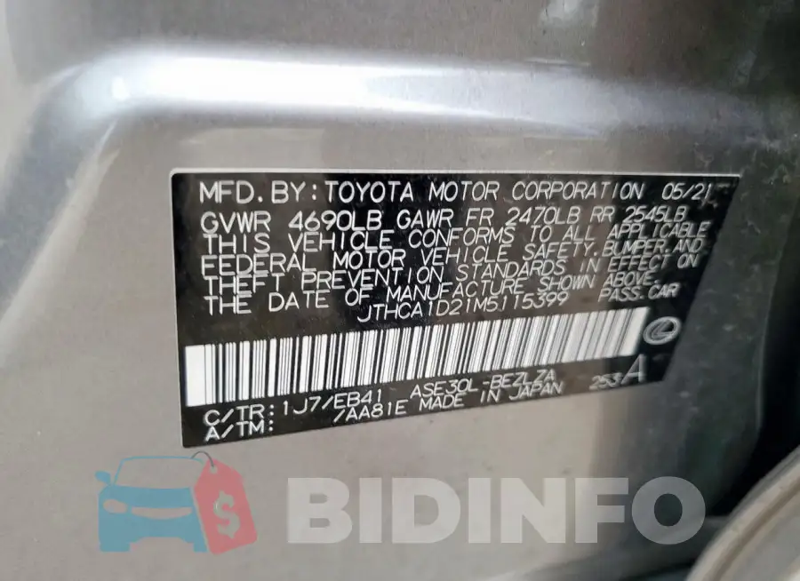JTHCA1D21M5115399 Photo# 13