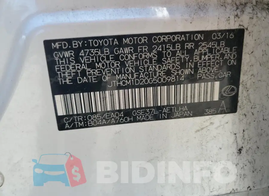 JTHCM1D20G5009814 Photo# 13