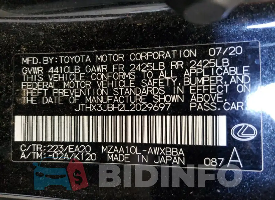 JTHX3JBH2L2029697 Photo# 12