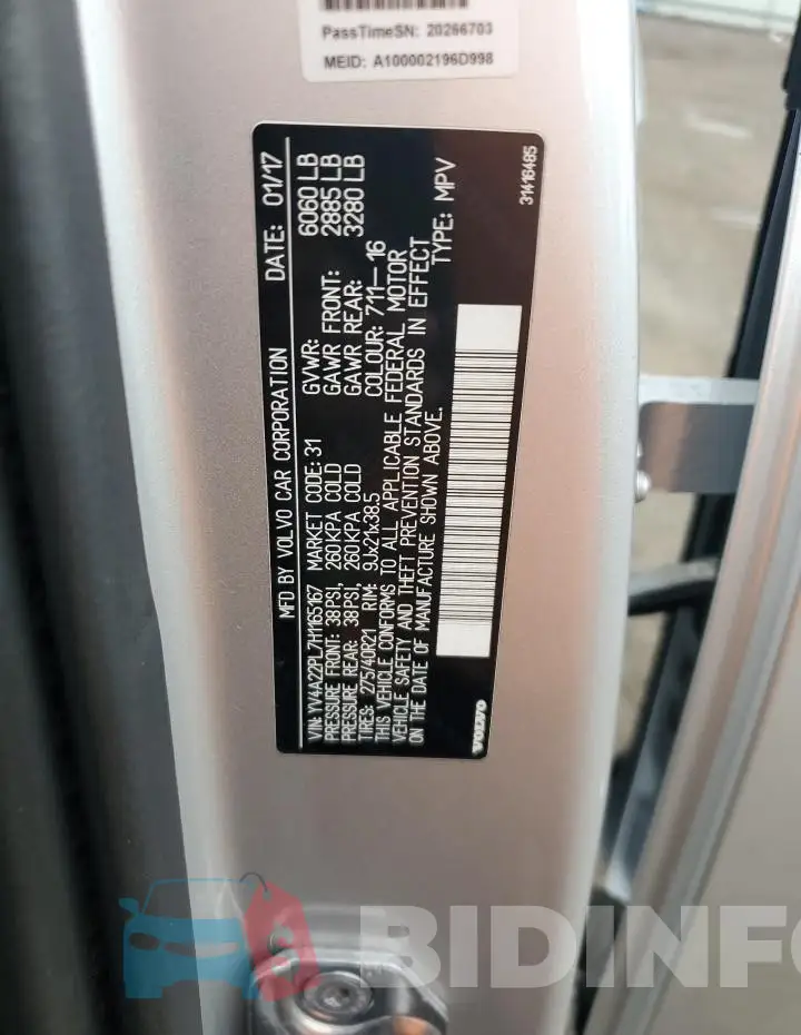 YV4A22PL7H1165167 Photo# 12