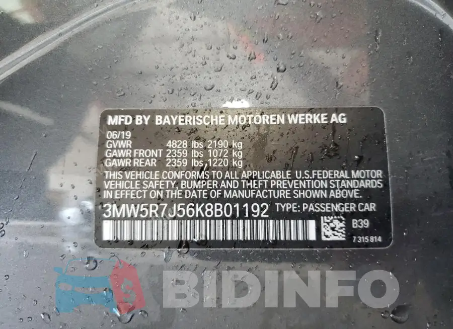 3MW5R7J56K8B01192 Photo# 12