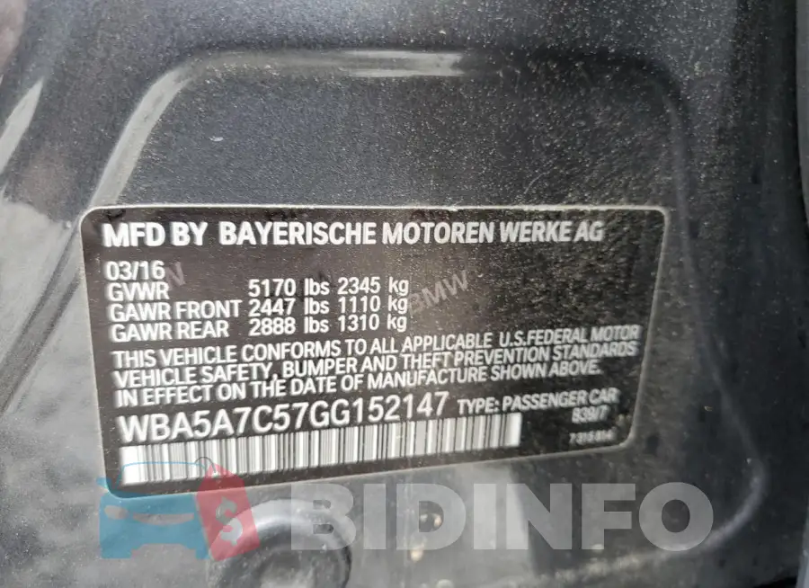 WBA5A7C57GG152147 Photo# 12