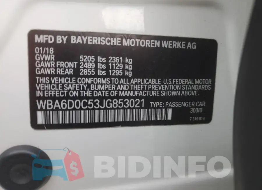 WBA6D0C53JG853021 Photo# 13