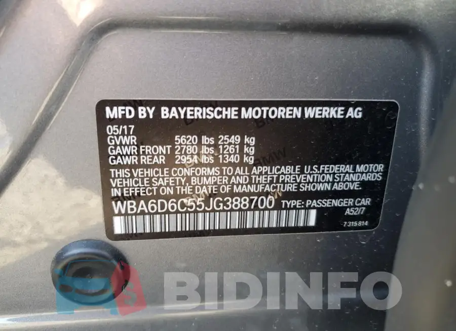 WBA6D6C55JG388700 Photo# 12