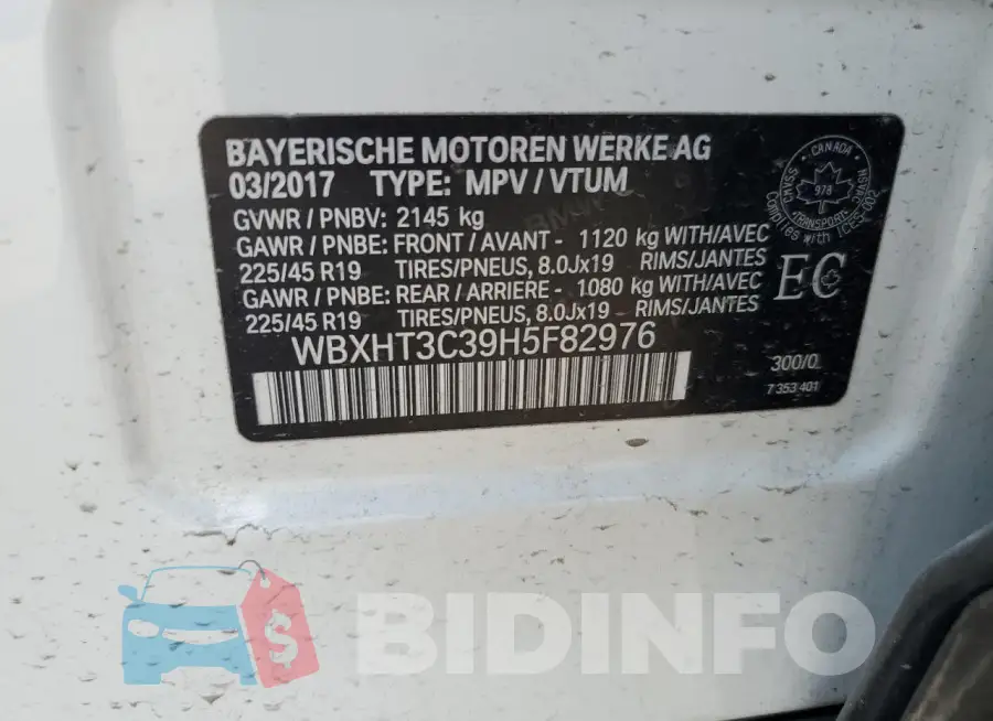 WBXHT3C39H5F82976 Photo# 13