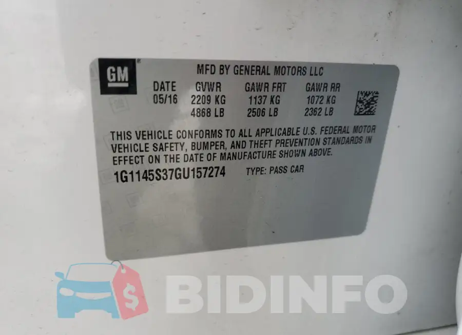 1G1145S37GU157274 Photo# 12