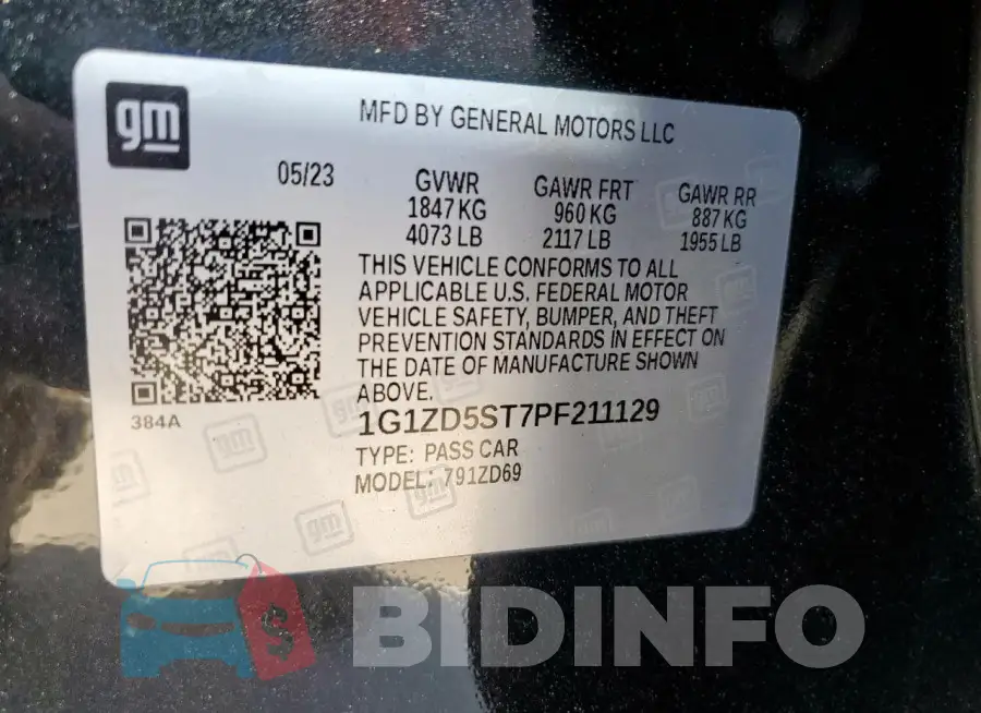 1G1ZD5ST7PF211129 Photo# 12
