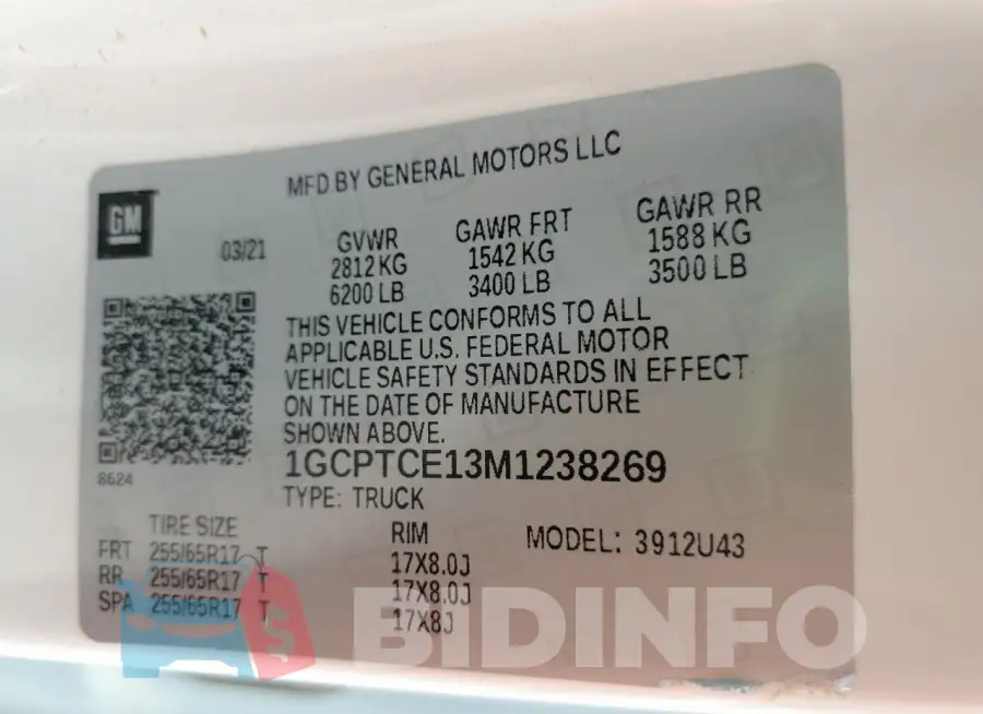 1GCPTCE13M1238269 Photo# 12