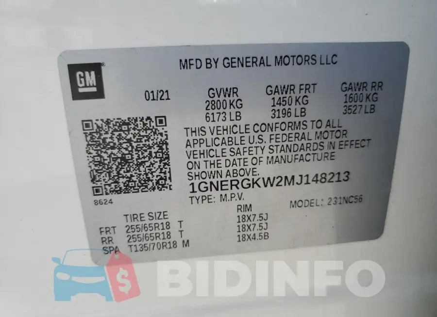 1GNERGKW2MJ148213 Photo# 13