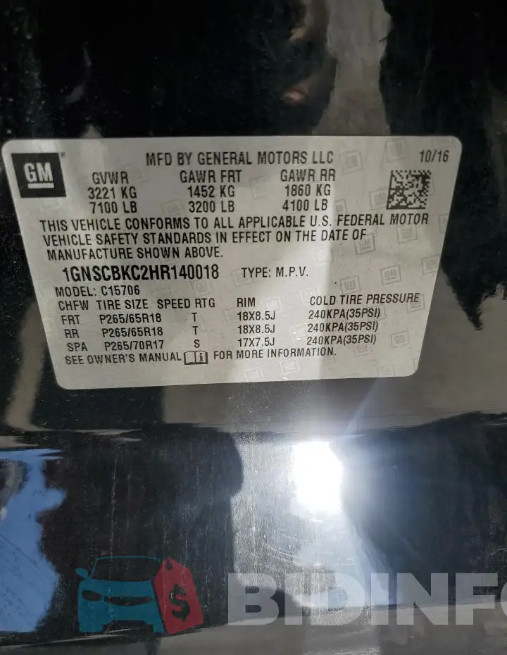 1GNSCBKC2HR140018 Photo# 13