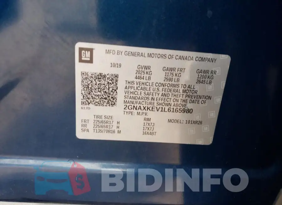 2GNAXKEV1L6165980 Photo# 13