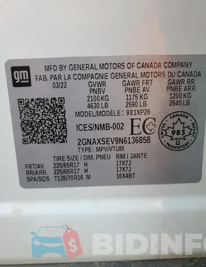 2GNAXSEV9N6136858 Photo# 13
