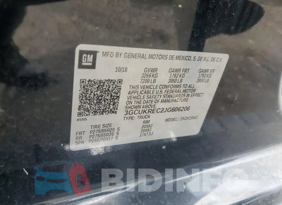 3GCUKREC2JG606206 Photo# 12
