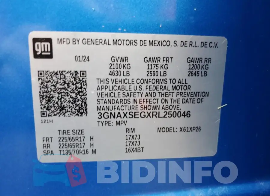 3GNAXSEGXRL250046 Photo# 13