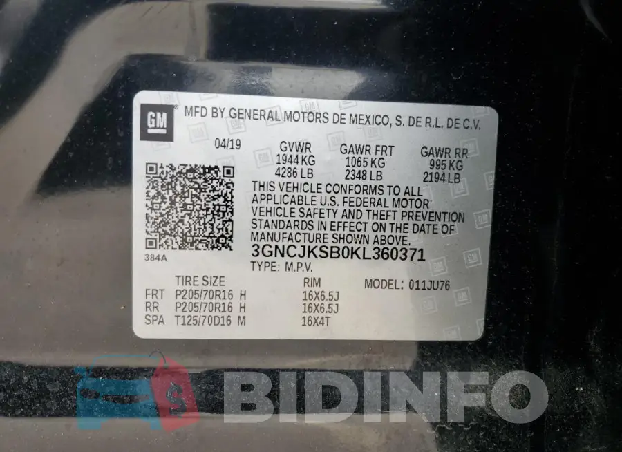 3GNCJKSB0KL360371 Photo# 13