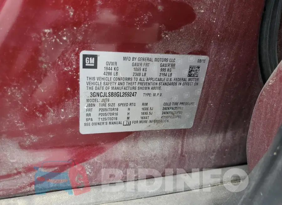 3GNCJLSB8GL269247 Photo# 13