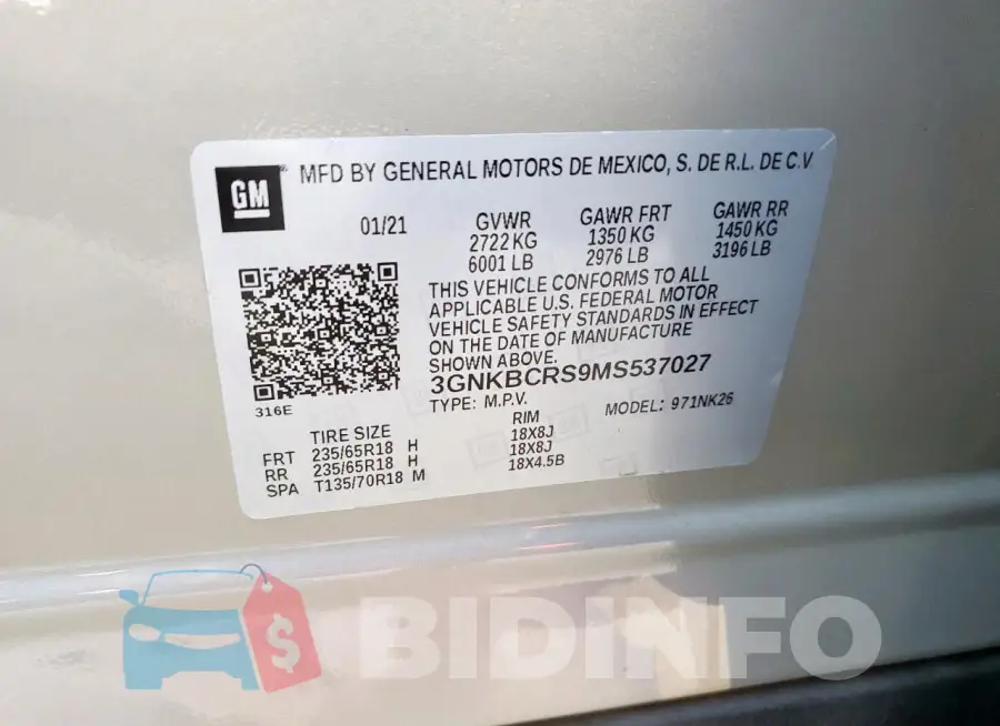 3GNKBCRS9MS537027 Photo# 13