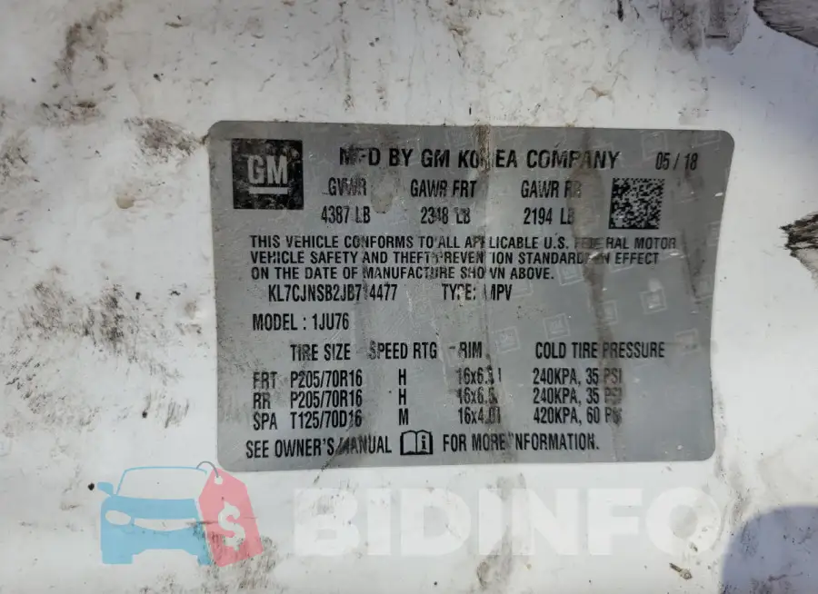 KL7CJNSB2JB714477 Photo# 13