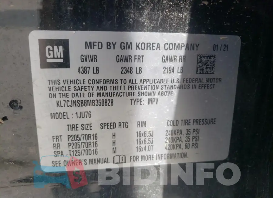 KL7CJNSB8MB350828 Photo# 14
