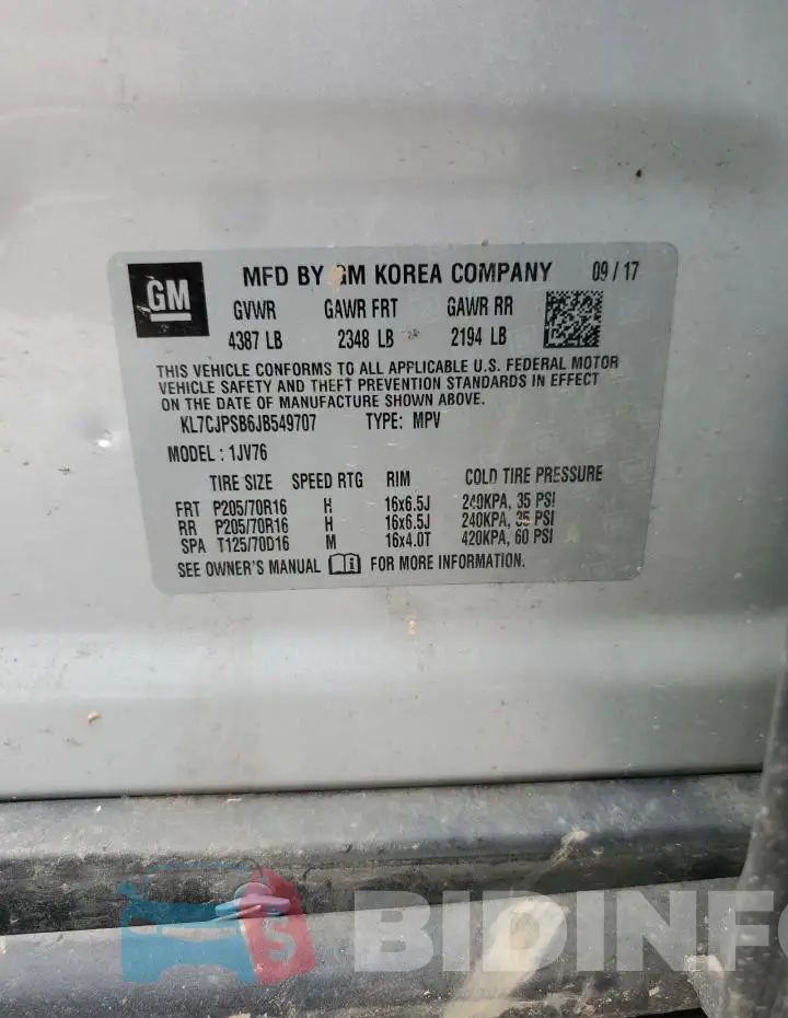 KL7CJPSB6JB549707 Photo# 14