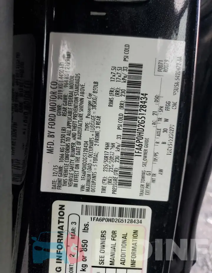 1FA6P0HD2G5128434 Photo# 12