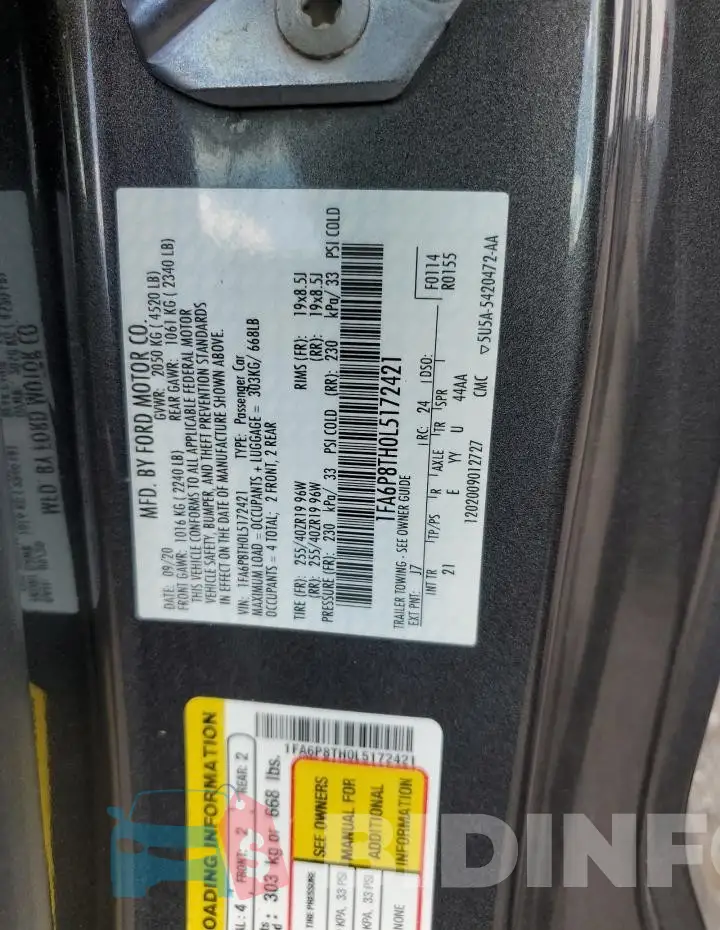 1FA6P8TH0L5172421 Photo# 12