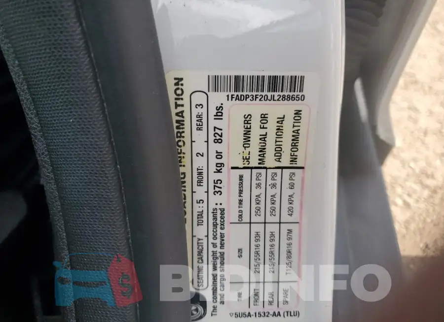 1FADP3F20JL288650 Photo# 12