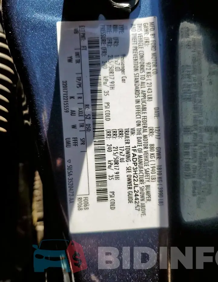 1FADP3H22JL244257 Photo# 13