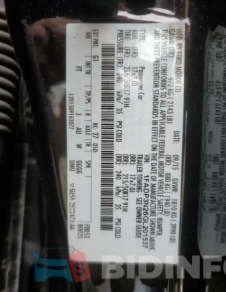 1FADP3N26GL201537 Photo# 12