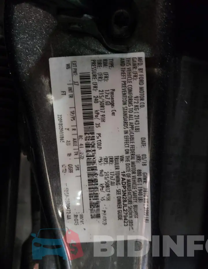 1FADP3N28JL279423 Photo# 12