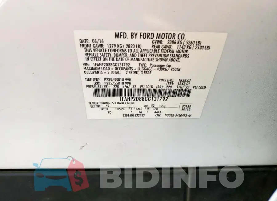 1FAHP2D88GG131792 Photo# 12