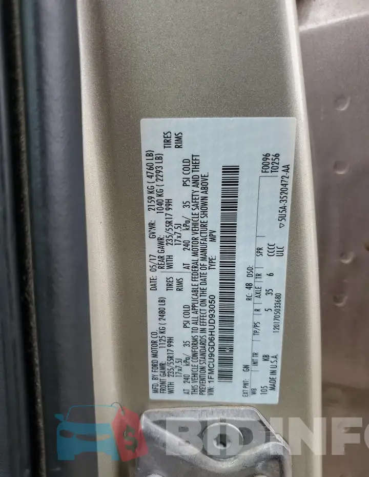 1FMCU9GD6HUD93050 Photo# 13