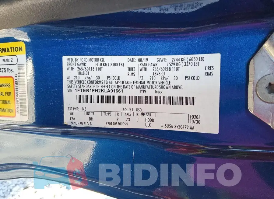 1FTER1FH2KLA91661 Photo# 12