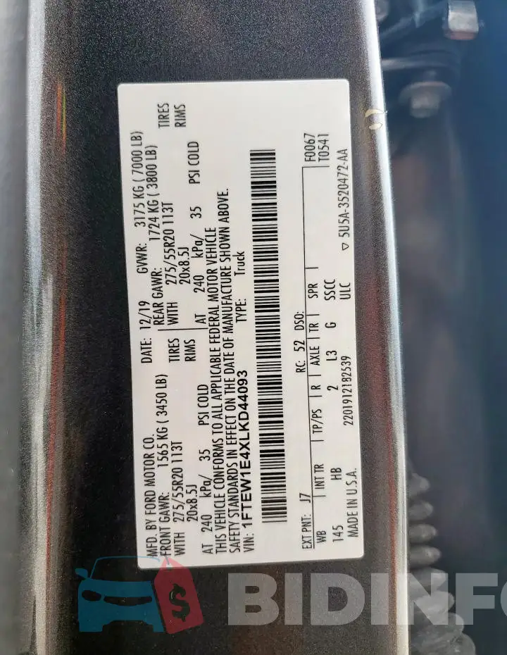 1FTEW1E4XLKD44093 Photo# 12