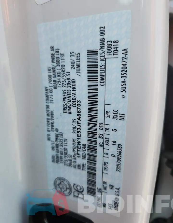 1FTEW1E53JFA66703 Photo# 13