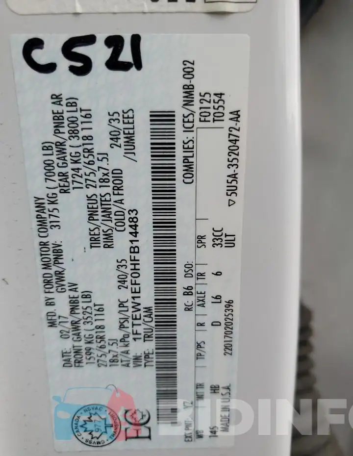 1FTEW1EF0HFB14483 Photo# 12