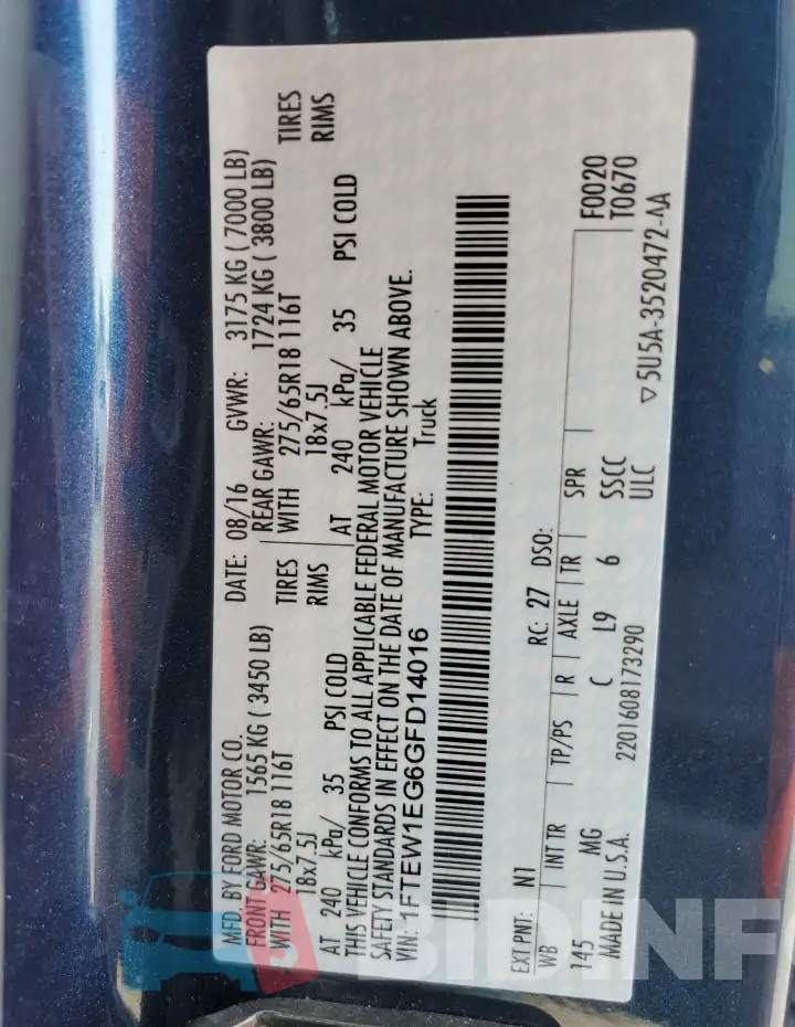 1FTEW1EG6GFD14016 Photo# 12