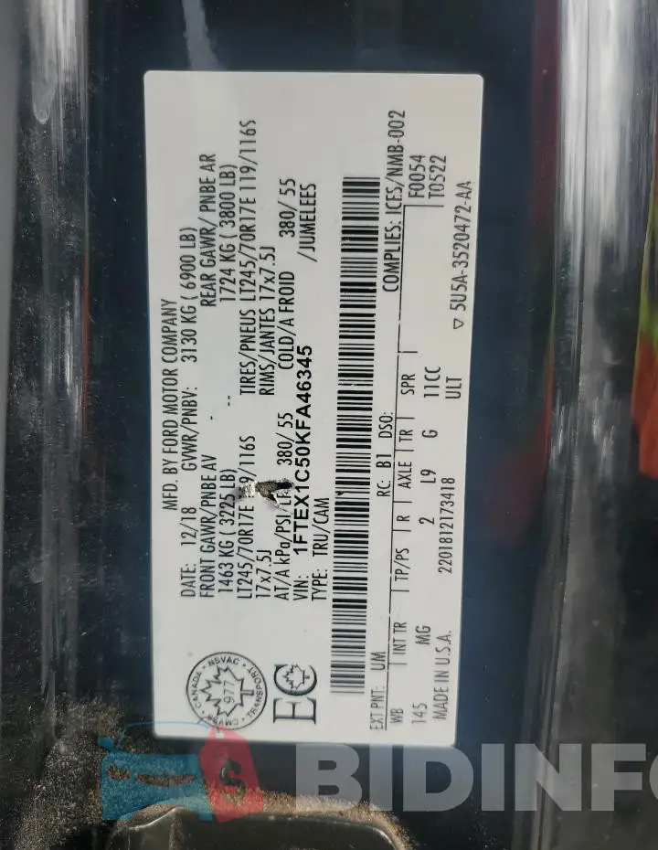 1FTEX1C50KFA46345 Photo# 13