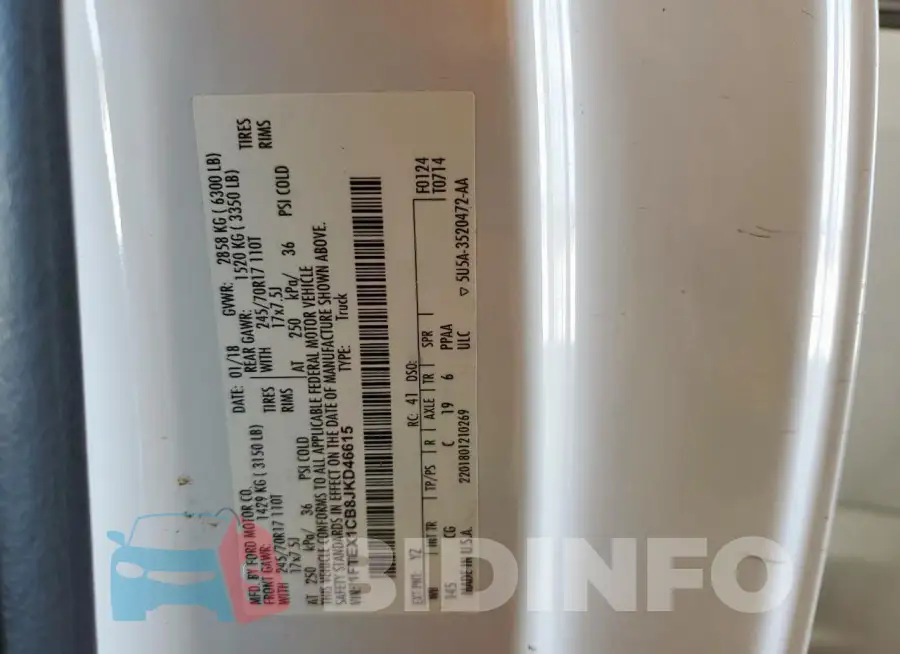 1FTEX1CB8JKD46615 Photo# 12