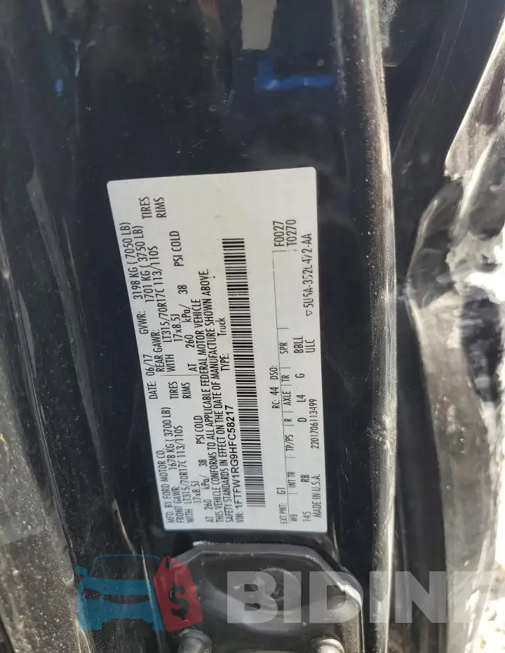 1FTFW1RG9HFC58217 Photo# 12