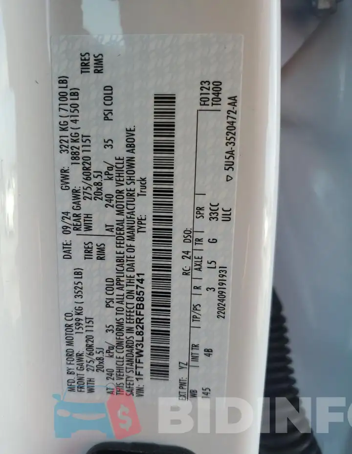 1FTFW3L82RFB85741 Photo# 12