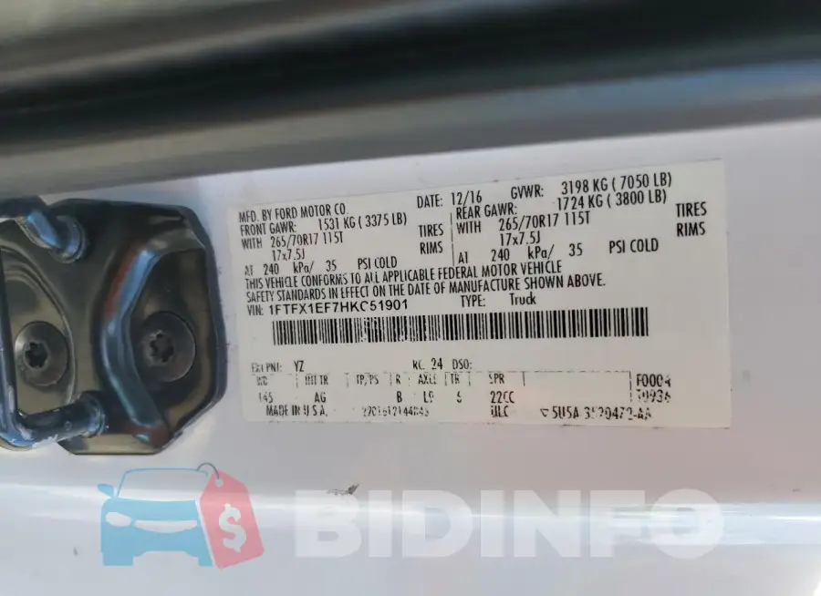 1FTFX1EF7HKC51901 Photo# 12