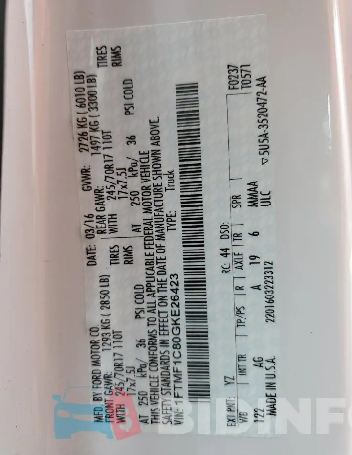 1FTMF1C80GKE26423 Photo# 12