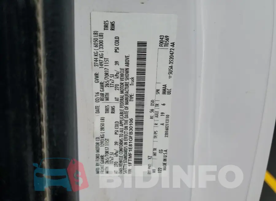 1FTMF1E81GFB30106 Photo# 12