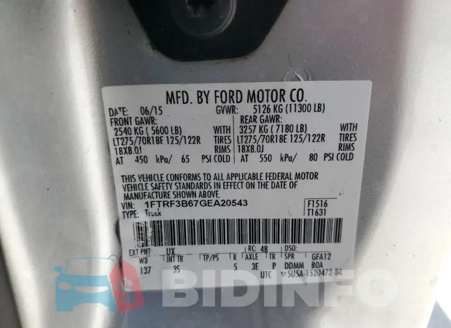 1FTRF3B67GEA20543 Photo# 12
