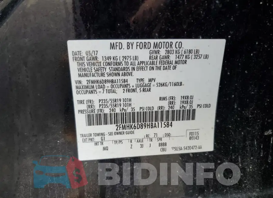 2FMHK6D89HBA11584 Photo# 13