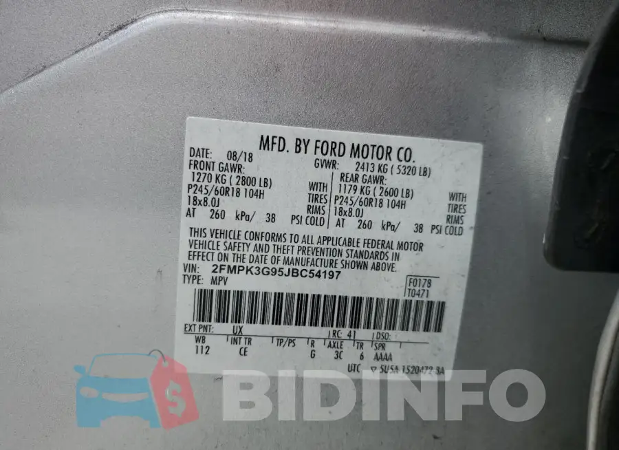 2FMPK3G95JBC54197 Photo# 14